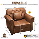 41.3" Upholstered Faux Leather Sofa with Nailhead Trim