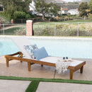 Outdoor Chaise Lounge With Acacia Wood Frame - White / Teak by HouseOfZazla