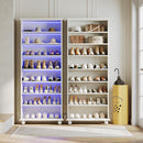 8 Tier Led Illuminated Shoe Cabinet With Adjustable Shelves, Storage Rack For 26 Pairs - White by HouseOfZazla