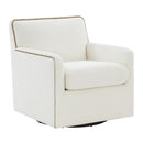 Tolland - Swivel Accent Chair With Antique Brass Nailhead Trim - Cream by HouseOfZazla