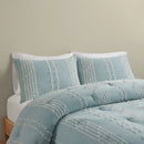 3 Piece Cotton Jacquard Comforter Set Aqua Full/Queen