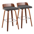 Maya - Mid Century Modern Fixed Height Barstool With Swivel With Square Footrest (Set of 2) by HouseOfZazla
