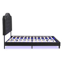 Queen Upholstered Bed Button Tufted with Curve Design