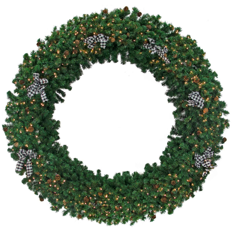 8FT Pre-Lit Premier Pine Fir Christmas Wreath