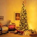 5/6/7/8/9 FT Pre-Lit Artificial Hinged Slim Pencil Christmas Tree by LJGDeals