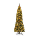 5/6/7/8/9 FT Pre-Lit Artificial Hinged Slim Pencil Christmas Tree by LJGDeals