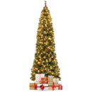 5/6/7/8/9 FT Pre-Lit Artificial Hinged Slim Pencil Christmas Tree by LJGDeals