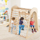 8-in-1 Indoor Jungle Gym Wooden Playground with Swing and Climbing Wall-Natural by LJGDeals