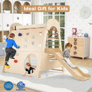 8-in-1 Indoor Jungle Gym Wooden Playground with Swing and Climbing Wall-Natural by LJGDeals