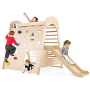 8-in-1 Indoor Jungle Gym Wooden Playground with Swing and Climbing Wall-Natural by LJGDeals