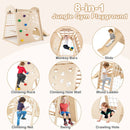 8-in-1 Indoor Jungle Gym Wooden Playground with Swing and Climbing Wall-Natural by LJGDeals