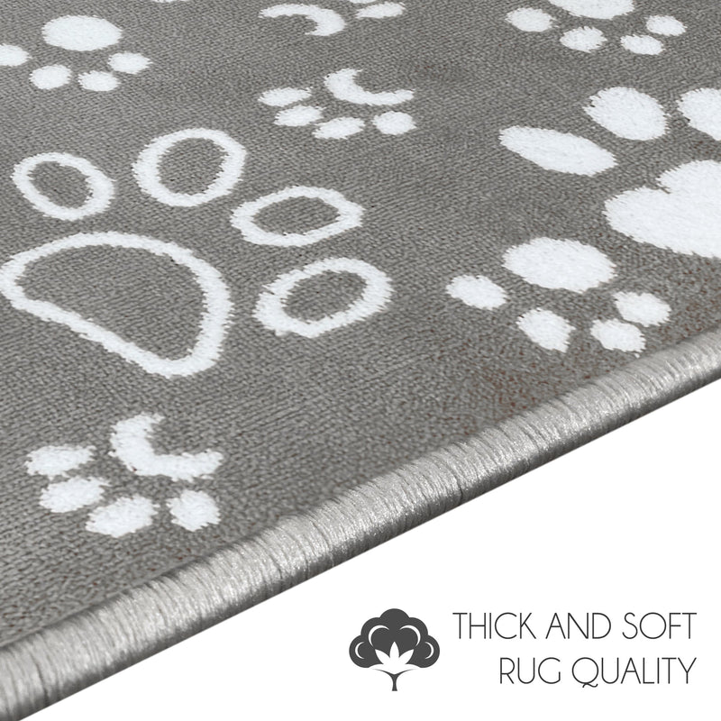 Sussex Home, Landing Rug, Slip Resistant Indoor Carpets Includes Adhesive Tape  2' x 3'-Paw Collection |Gray&White