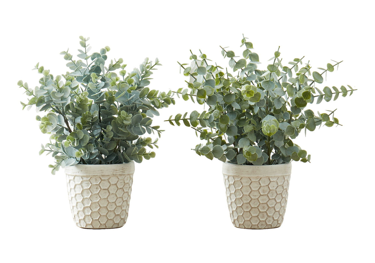 13" Tall Artificial Eucalyptus Grass Plant Set of 2, photo 2 of 4