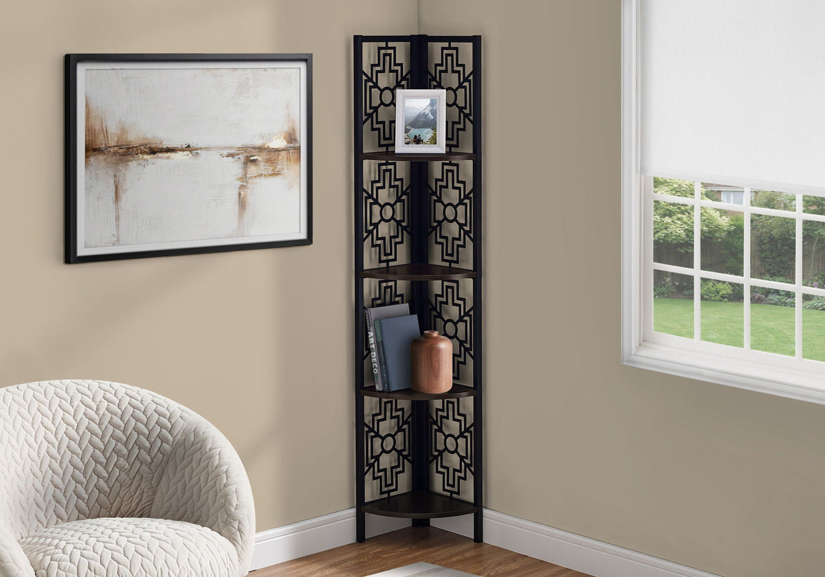 4 Tier Corner Bookshelf Bookcase for Office, Transitional Style, photo 2 of 12