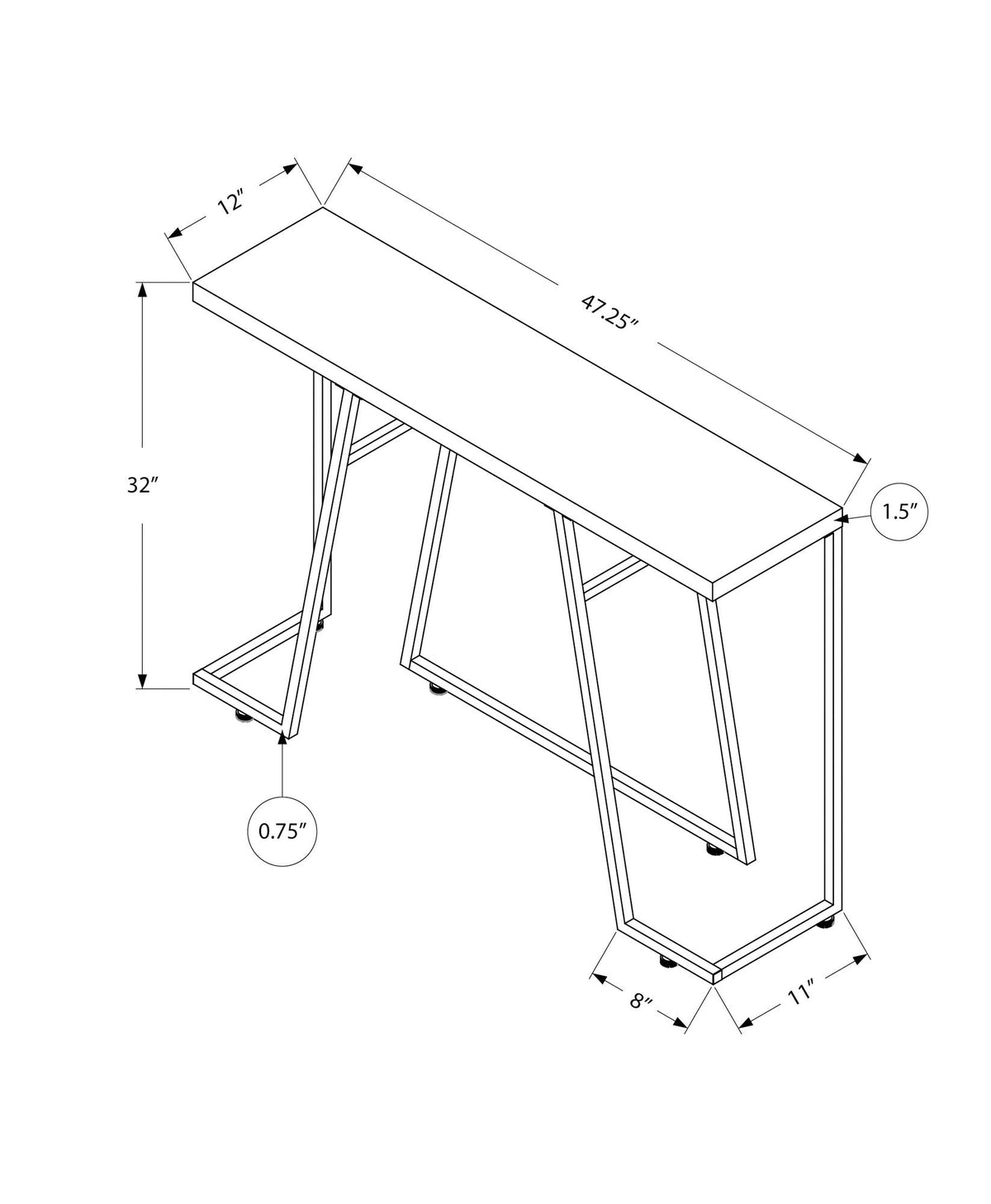 Accent Console Table For Entryway, Durable Construction - Taupe, photo 3 of 4