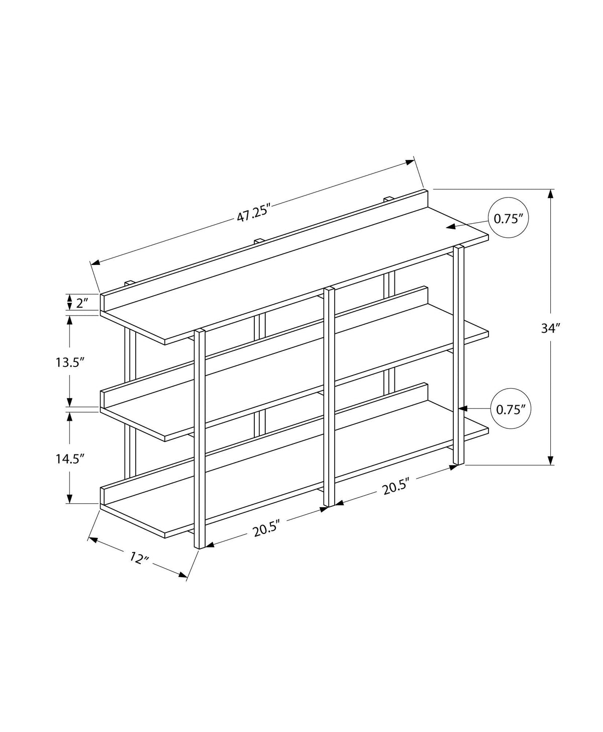 Accent Console Table For Entryway, 3 Tier Design, photo 5 of 16