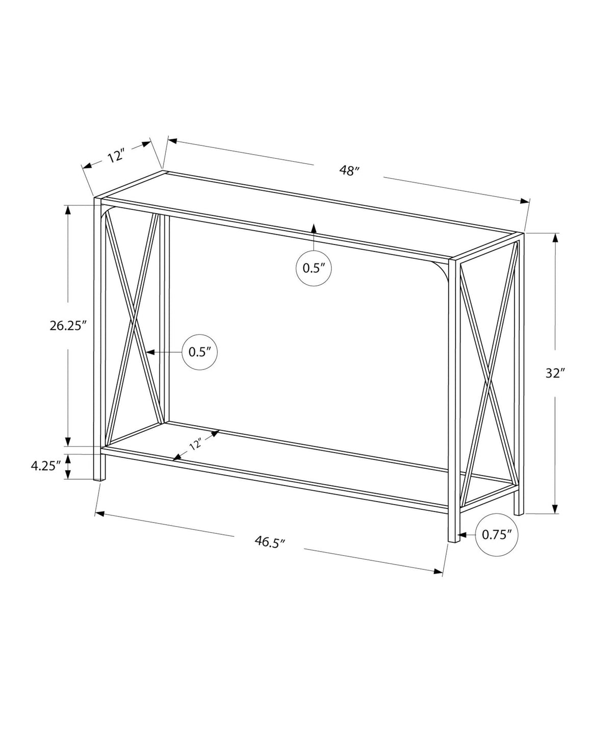 Accent Console Table For Entryway, Contemporary & Modern, photo 4 of 4