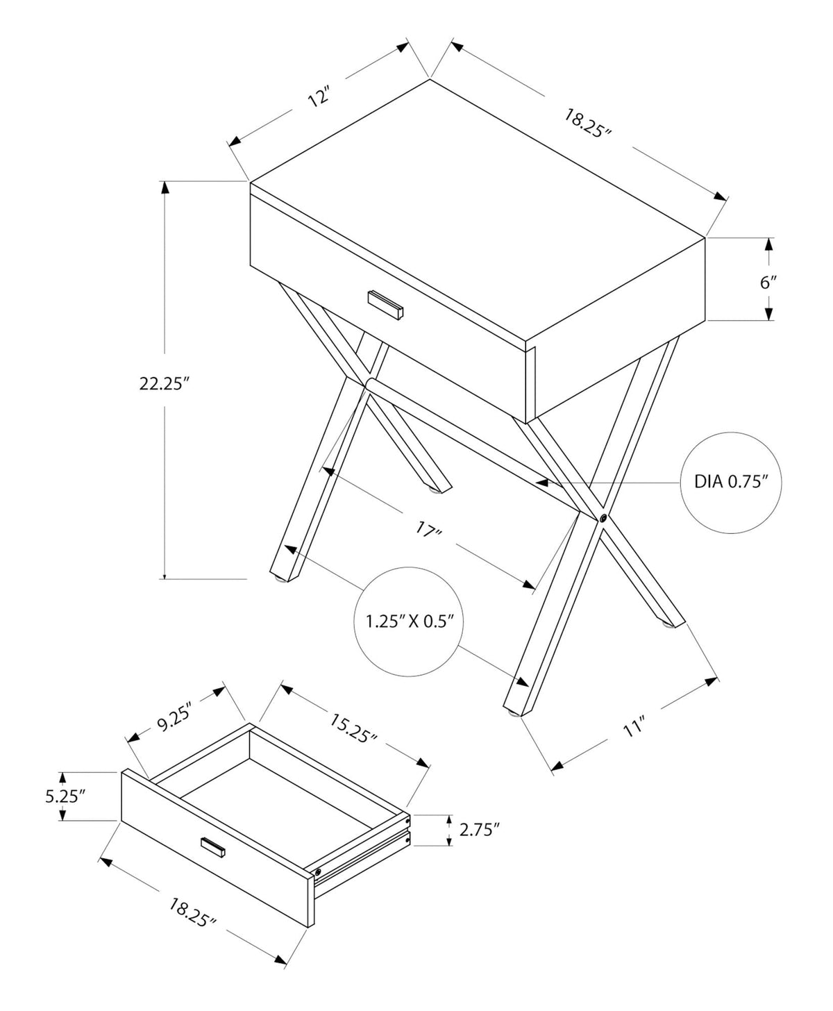 Accent Side X Table With Storage Drawer, photo 7 of 16