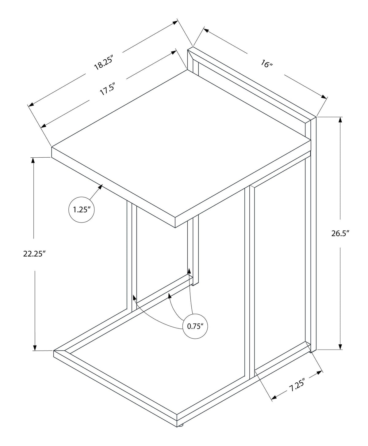 C-Shaped Accent Table, Contemporary & Modern, photo 14 of 20
