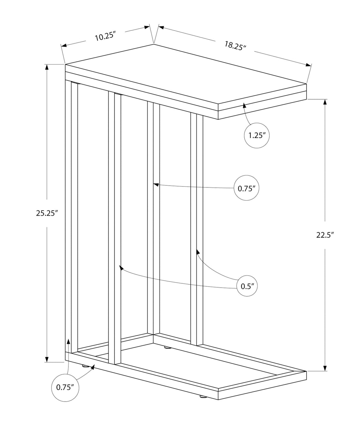 Accent Table, C-Shaped with Tempered Glass - Contemporary & Modern, photo 5 of 12