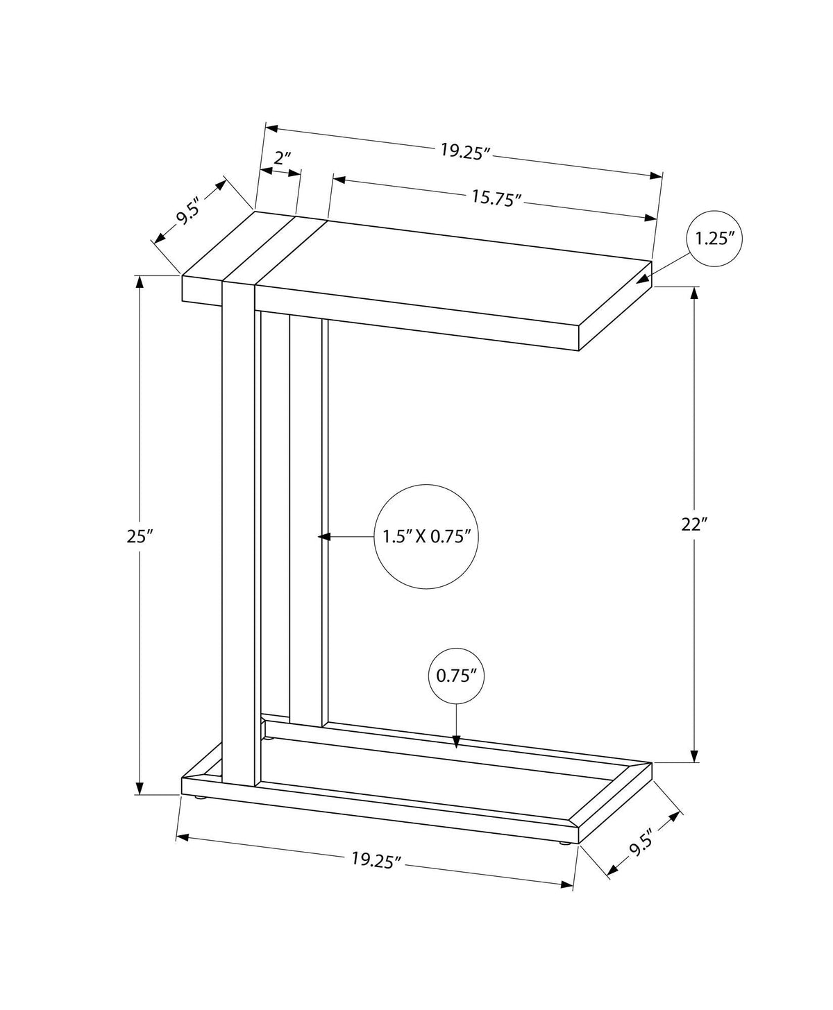 Accent Table, C-Shaped, Contemporary & Modern Stylish Design, photo 5 of 12