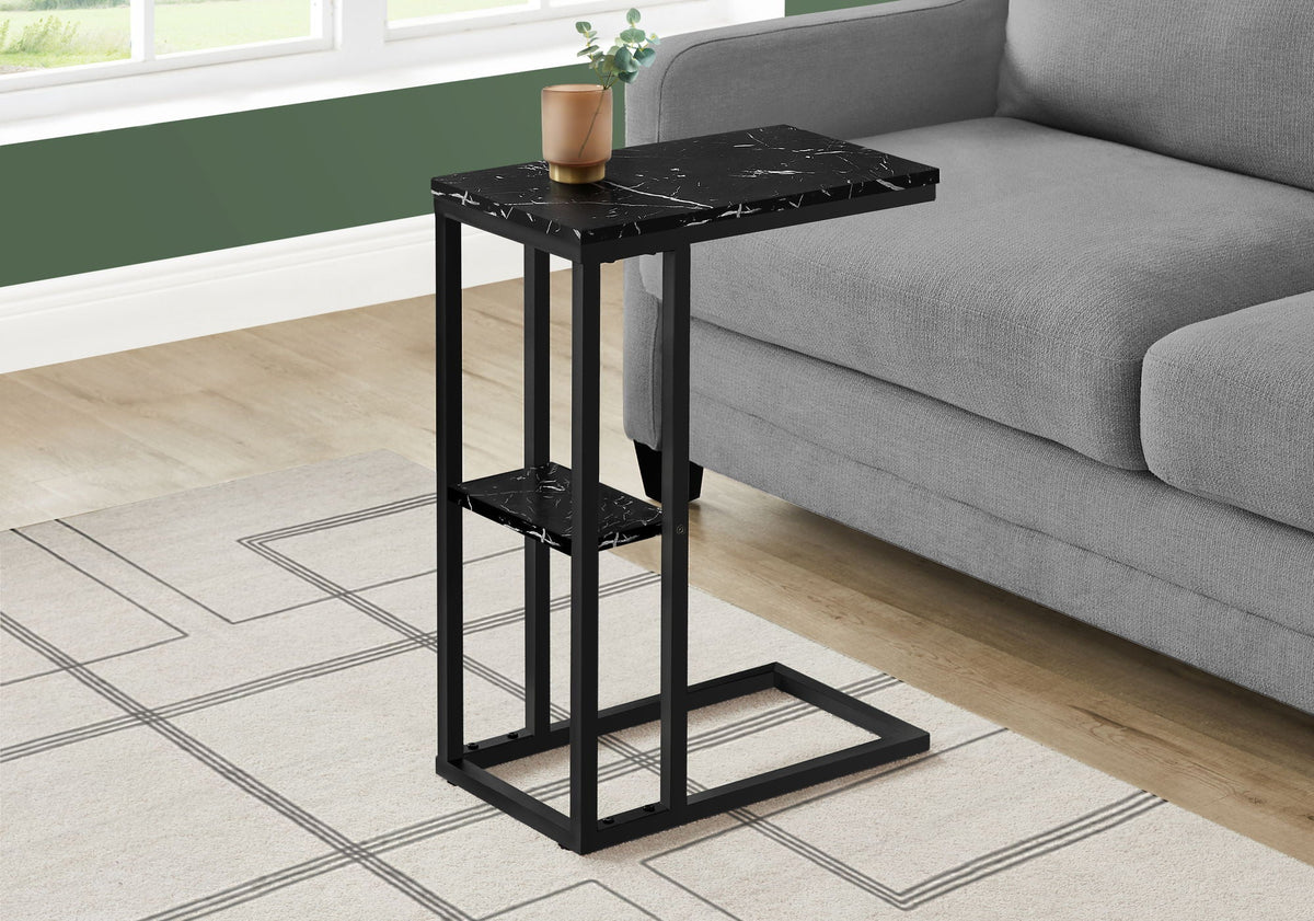Accent Table, C-Shaped, Marble Look Contemporary & Modern Convenient Design, photo 3 of 20