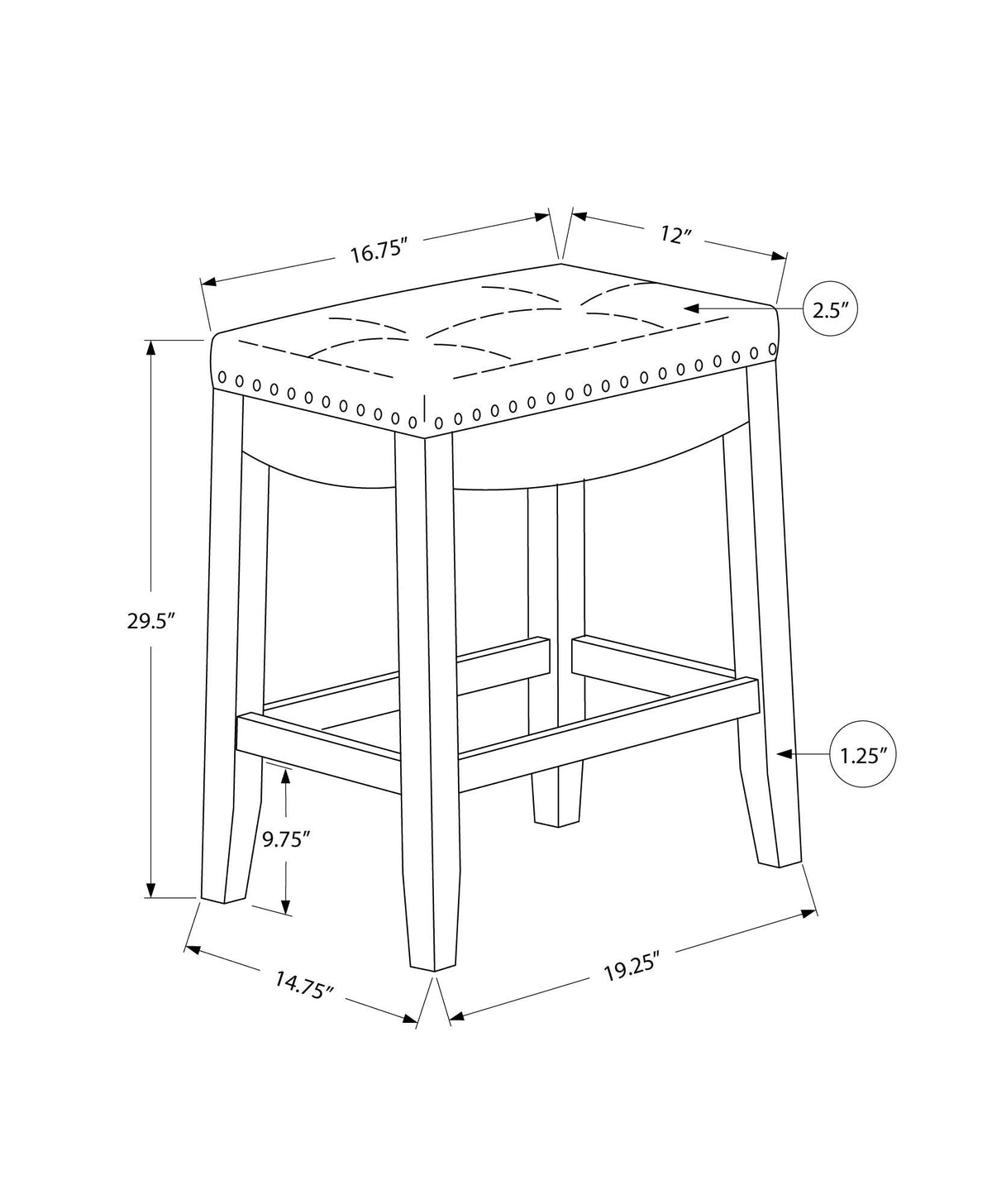 Comfortable Bar Stool, Bar Height, Saddle Seat, Transitional (Set of 2), photo 2 of 4