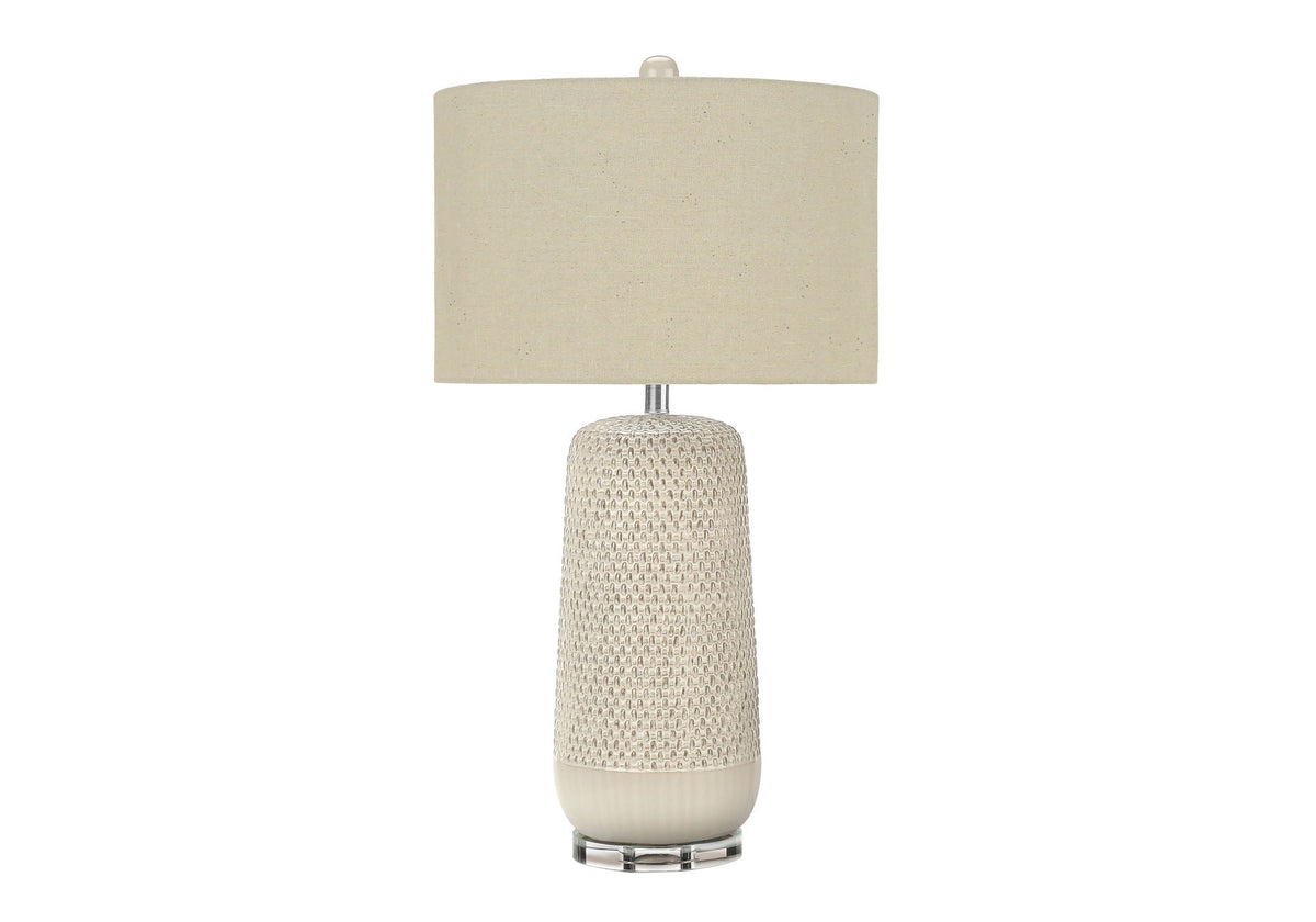 Contemporary Lighting Table Lamp in Cream Ceramic and Beige Fabric, photo 2 of 4