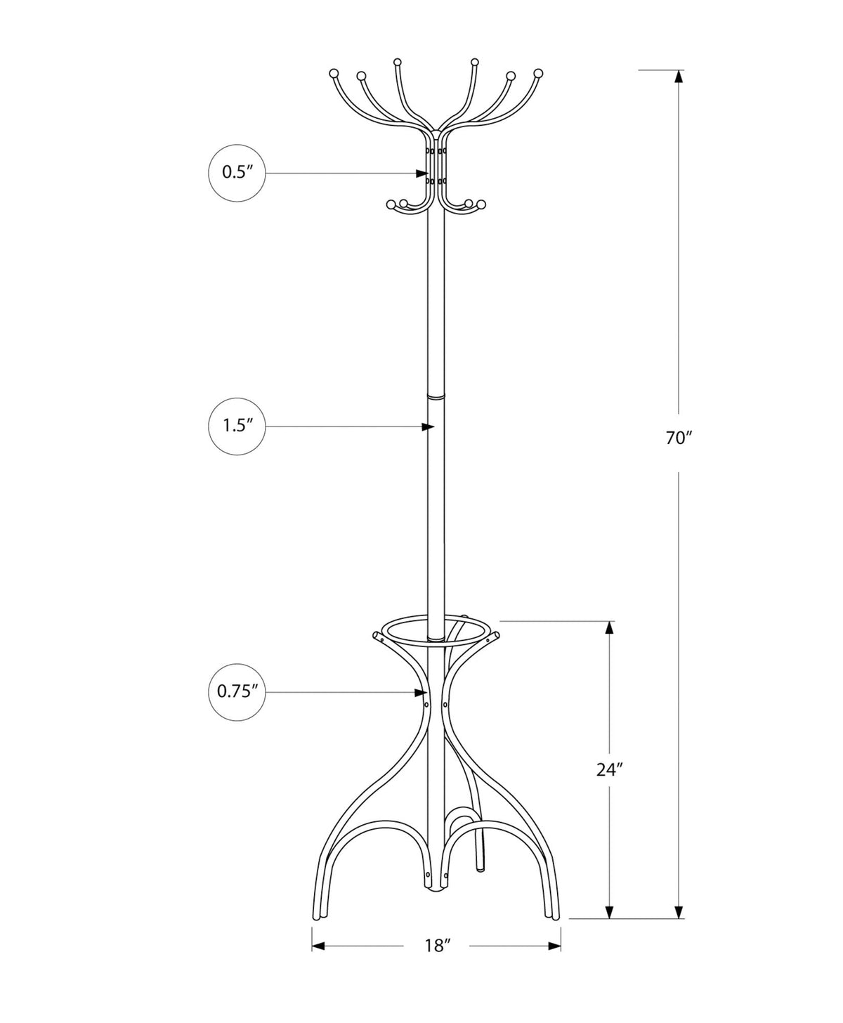 Coat Rack Hall Tree with 12 Hooks and Umbrella Holder, photo 8 of 8