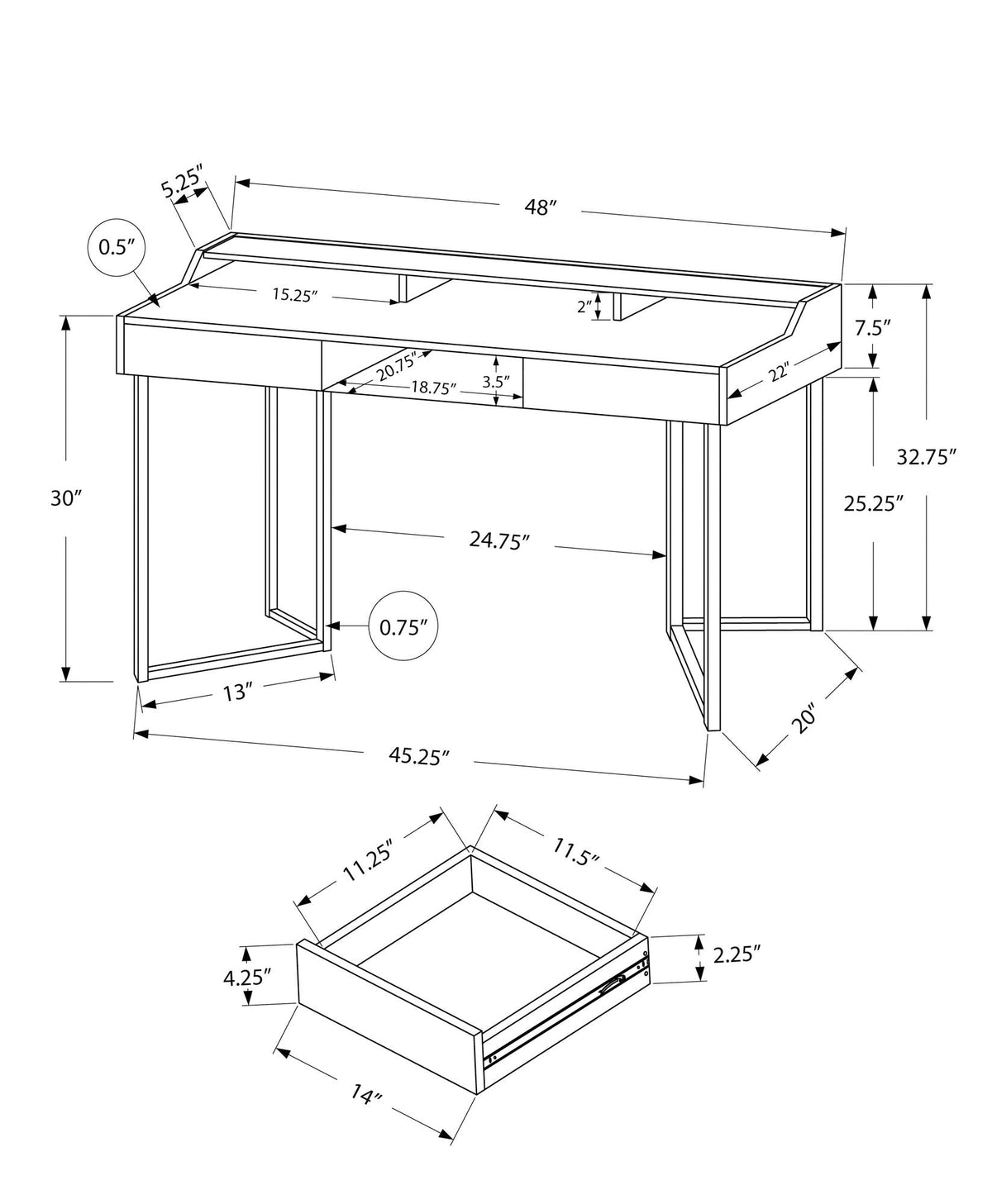 Computer Desk For Home Office, Ample Storage, Contemporary & Modern, photo 5 of 8