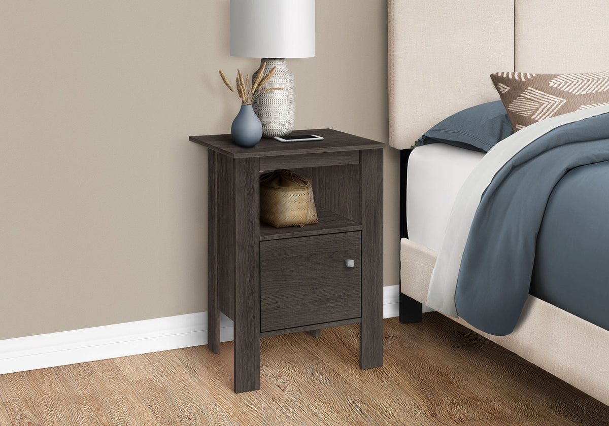 Accent Nightstand Side Table, Storage, Transitional - Oak, photo 3 of 4