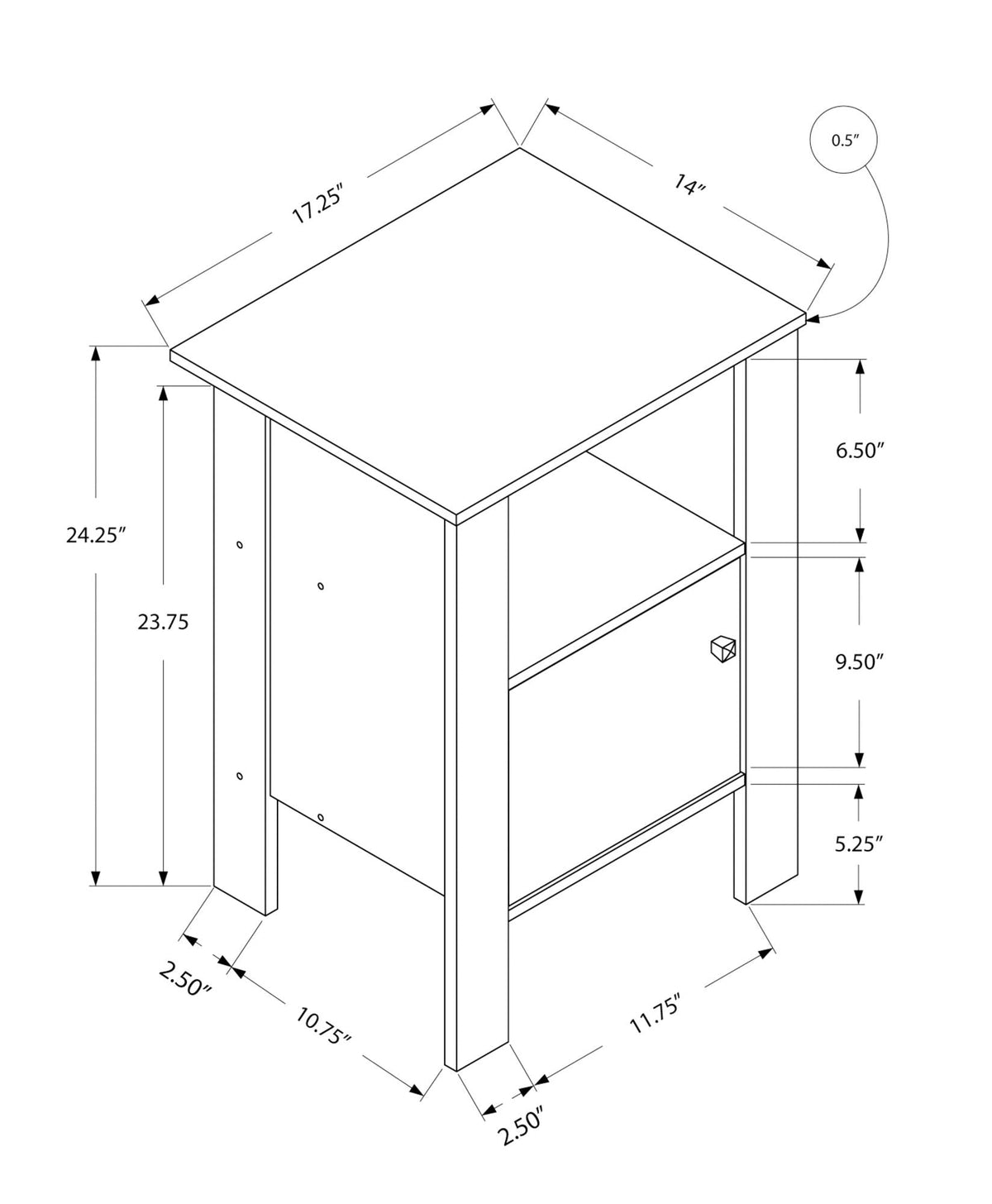 Accent Nightstand Side Table, Storage, Transitional - Oak, photo 4 of 4