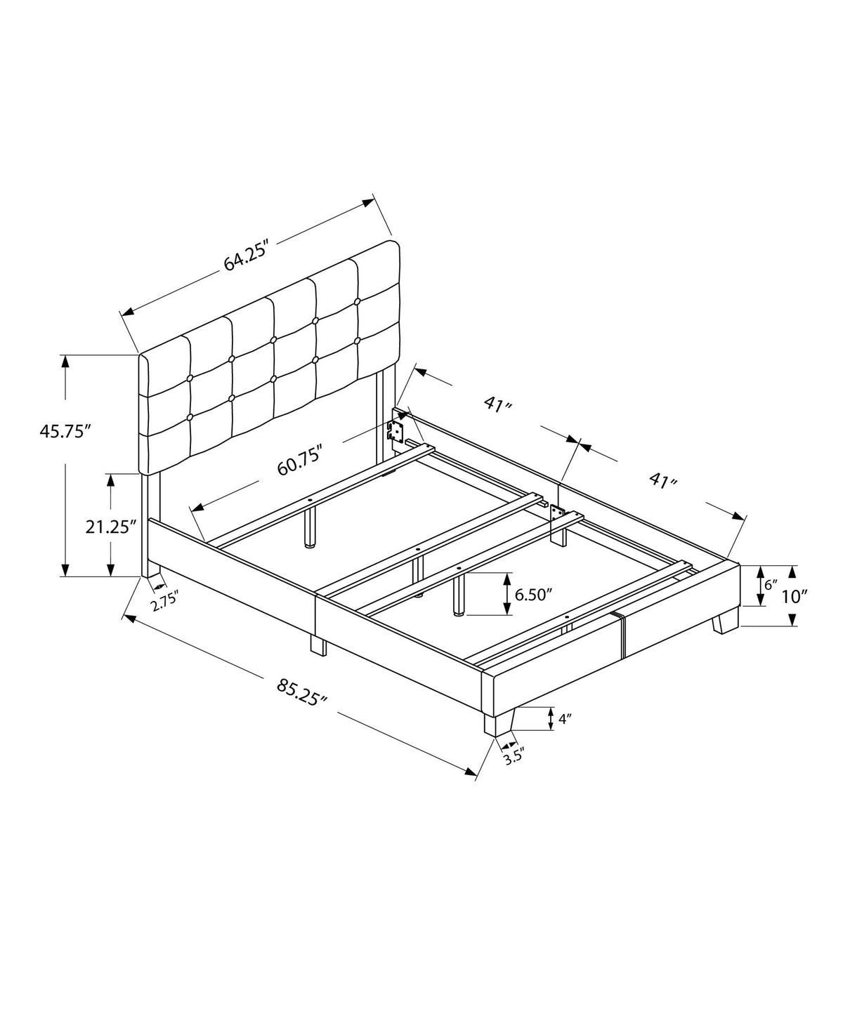 Transitional Upholstered Bed Frame, photo 20 of 40