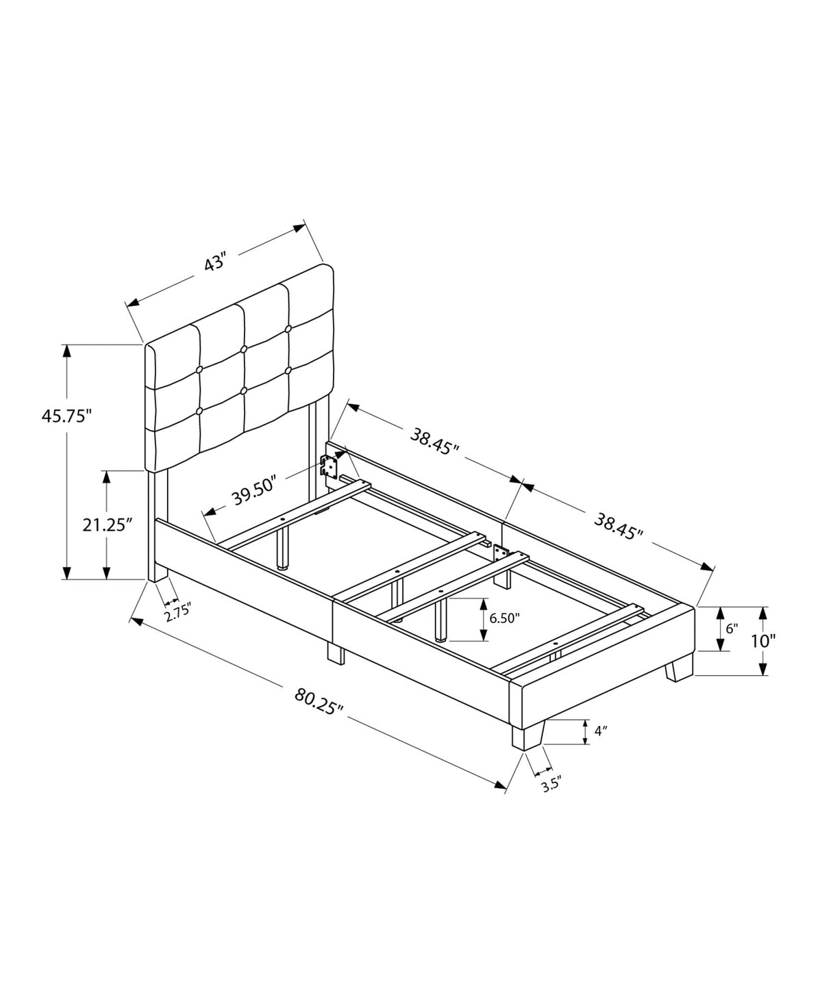 Transitional Upholstered Bed Frame, photo 37 of 40