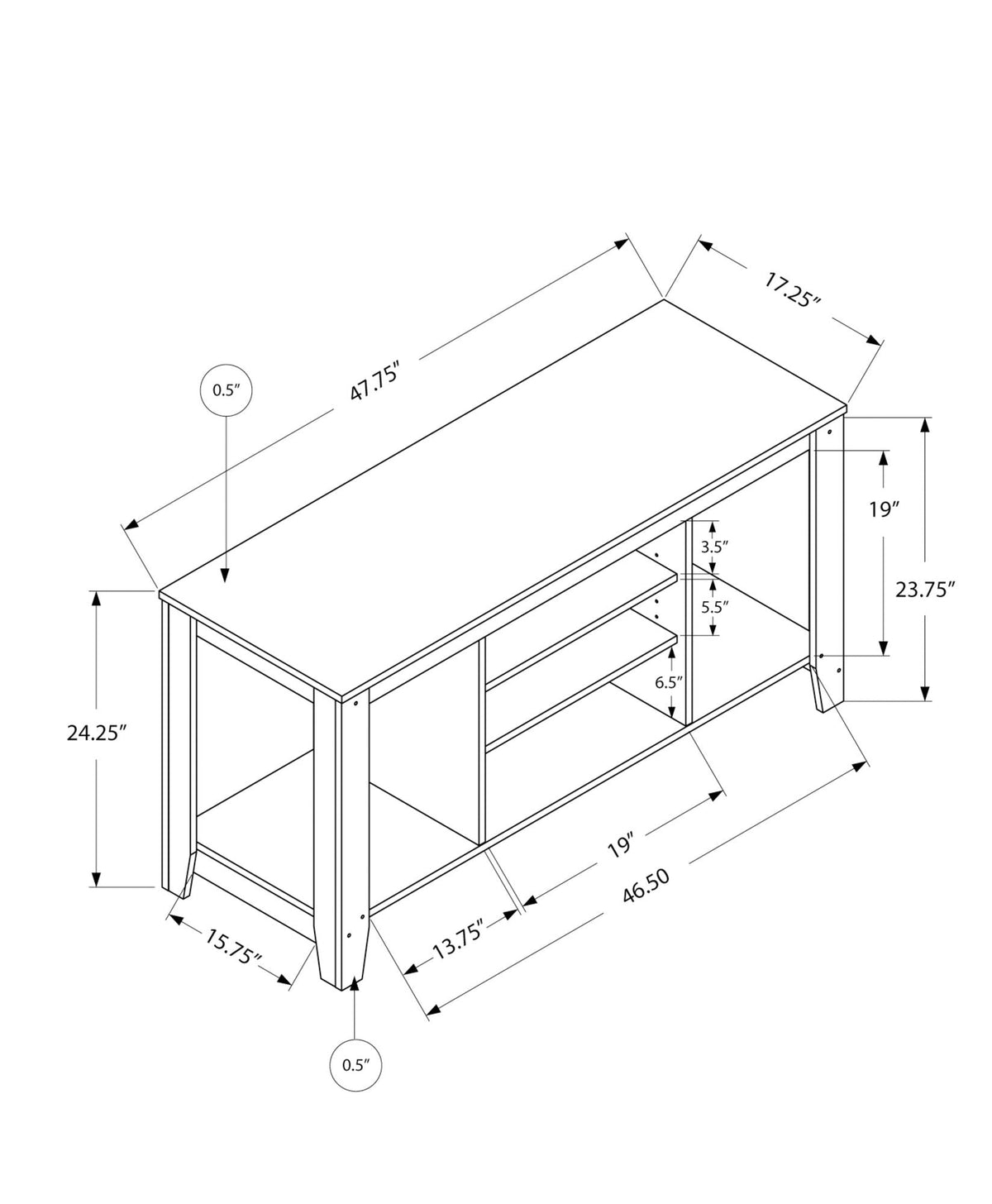 TV Stand, Console, Media Entertainment Center, Versatile Storage Shelves, photo 3 of 8