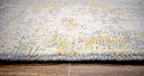 Modern Yellow and Gray Abstract Hand Loomed Wool and Viscose Contemporary Area Rug