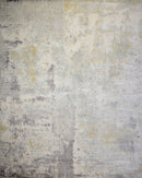 Modern Abstract Yellow And Gray Hand Loom Wool And Viscose Area Rug