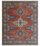 8x10, 9.5x12 and 10x14 Hand Knotted Dark Peach and Silver Traditional Wool Rug