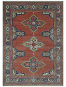 8x10, 9.5x12 and 10x14 Hand Knotted Dark Peach and Silver Traditional Wool Rug