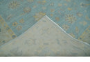 Hand Knotted Wool Area Rug Turkish Oushak Aqua Beige Ivory Floral by The Rug Decor