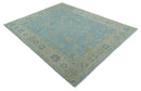 Hand Knotted Wool Area Rug Turkish Oushak Aqua Beige Ivory Floral by The Rug Decor