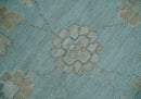 Hand Knotted Wool Area Rug Turkish Oushak Aqua Beige Ivory Floral by The Rug Decor