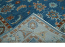 Blue Rust Aqua Oushak Wool Area Rug - Hand Knotted Floral 5x8 by The Rug Decor