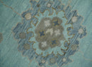 Hand Knotted Wool Area Rug Traditional Oushak Pattern Design Beige Aqua Ivory Tones by The Rug Decor