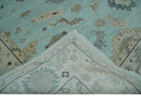 Hand Knotted Wool Area Rug Traditional Oushak Pattern Design Beige Aqua Ivory Tones by The Rug Decor