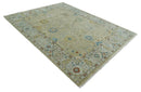 Beige Ivory Floral Wool Oushak Area Rug - Hand Knotted Traditional by The Rug Decor