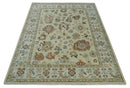 Hand Knotted Beige and Ivory Multi Size Traditional Oushak Wool Area Rug