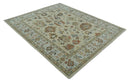 Beige and Ivory Wool Traditional Oushak Area Rug - Hand Knotted by The Rug Decor