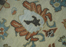 Beige and Ivory Wool Traditional Oushak Area Rug - Hand Knotted by The Rug Decor