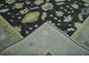 Hand Knotted Oushak Wool Rug Traditional Black Beige Silver 8x10 by The Rug Decor